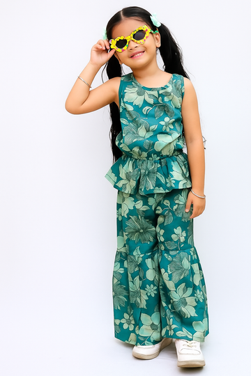 Emerald Garden Peplum & Ruffle-Pant Set