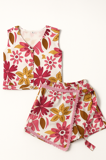 Blossom Breeze Lace-Trim Wrap Set
