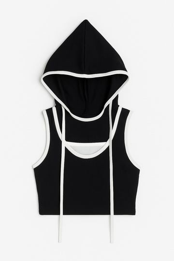 Sleeveless Hooded T-shirt and Shorts Clothing Set For Girls