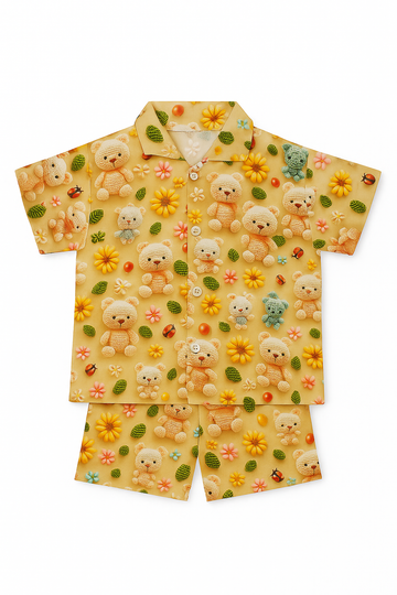 Cartoon Print Cotton Tee and Shorts Combo