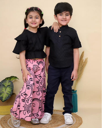 Frilled Top Plazo Cord Set