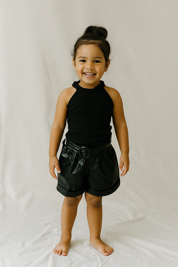 Midnight Noir Halter & Belted Short Set