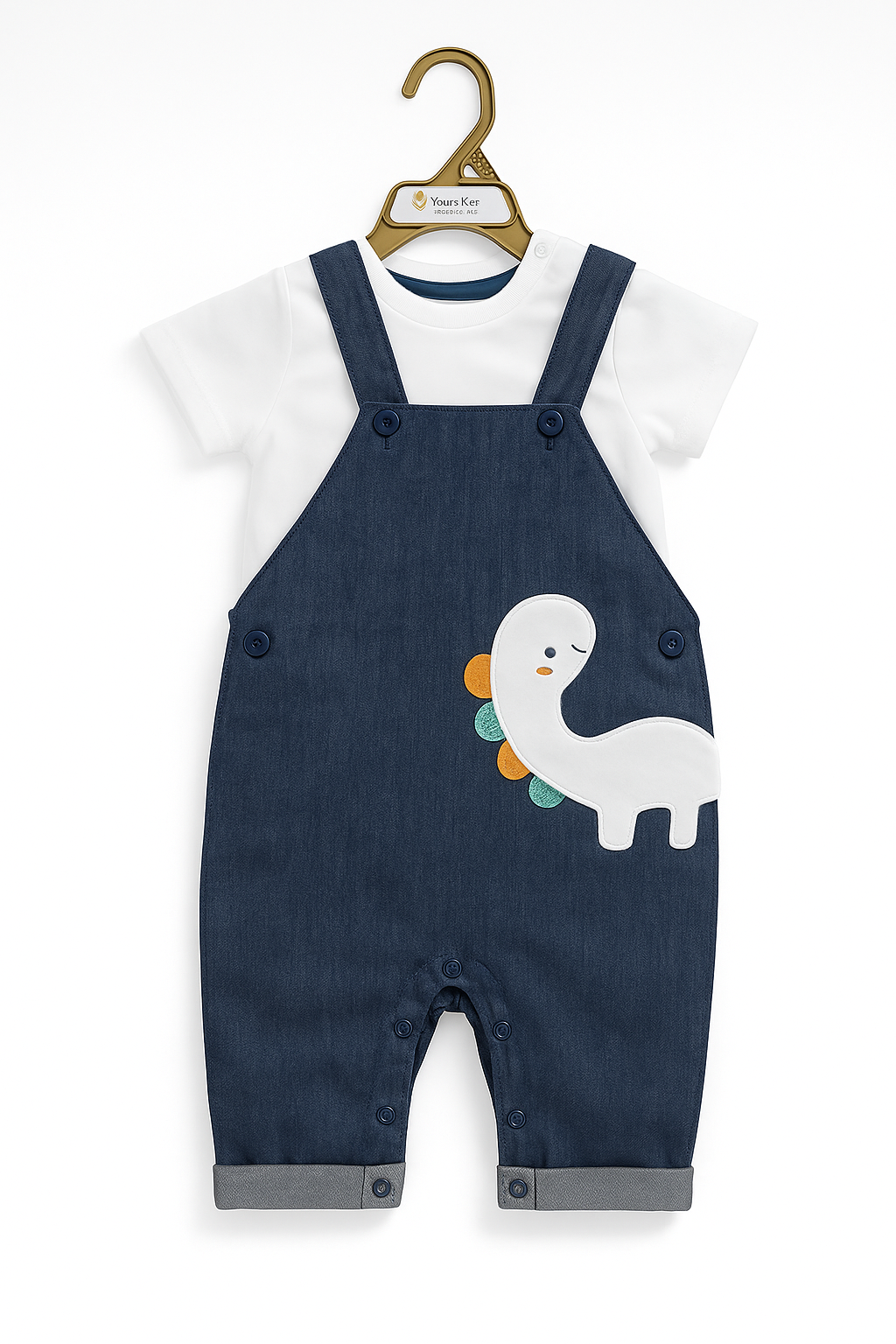 Bronto Buddy Organic Denim Shortall Dungaree & T-shirt Set