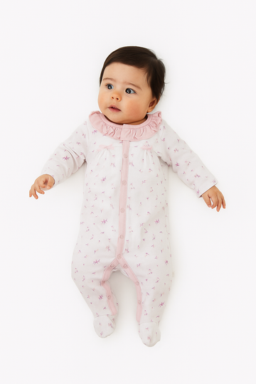 Meadow Dream Ruffle‑Trim Footed Romper
