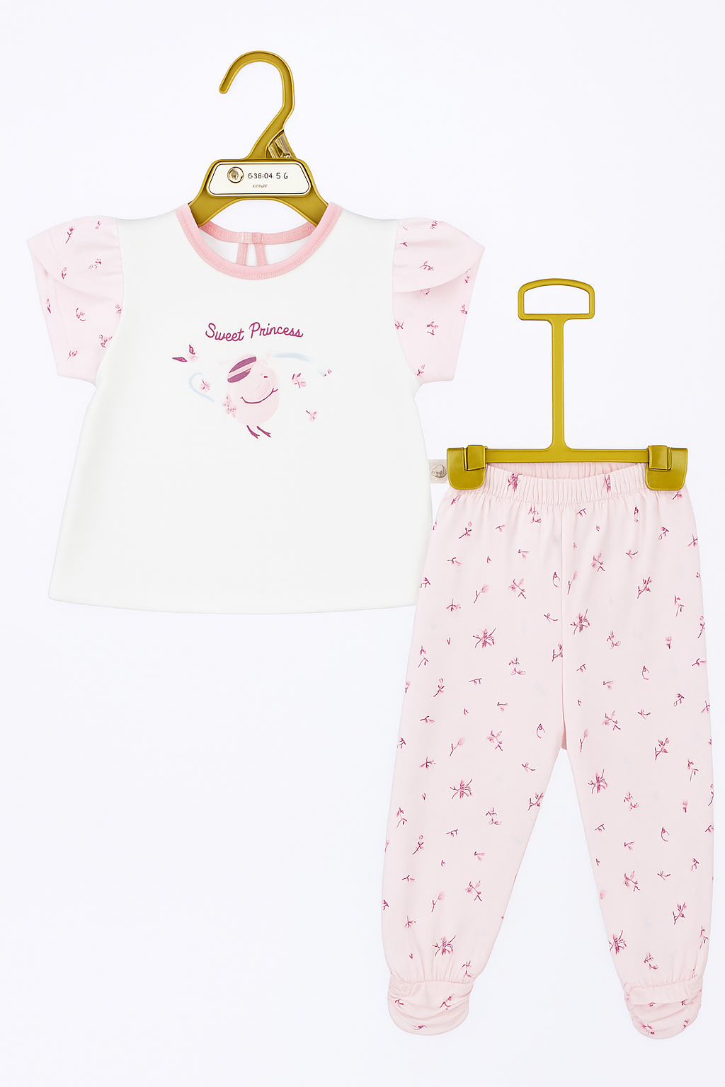 Sweet Princess Swan Organic Ruffle‑Sleeve Tee & Knot‑Hem Pant Set