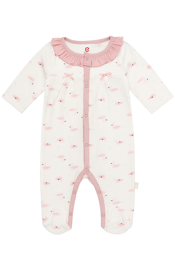 Kozeecub Pink Duckling Ruffle Footed Sleepsuit