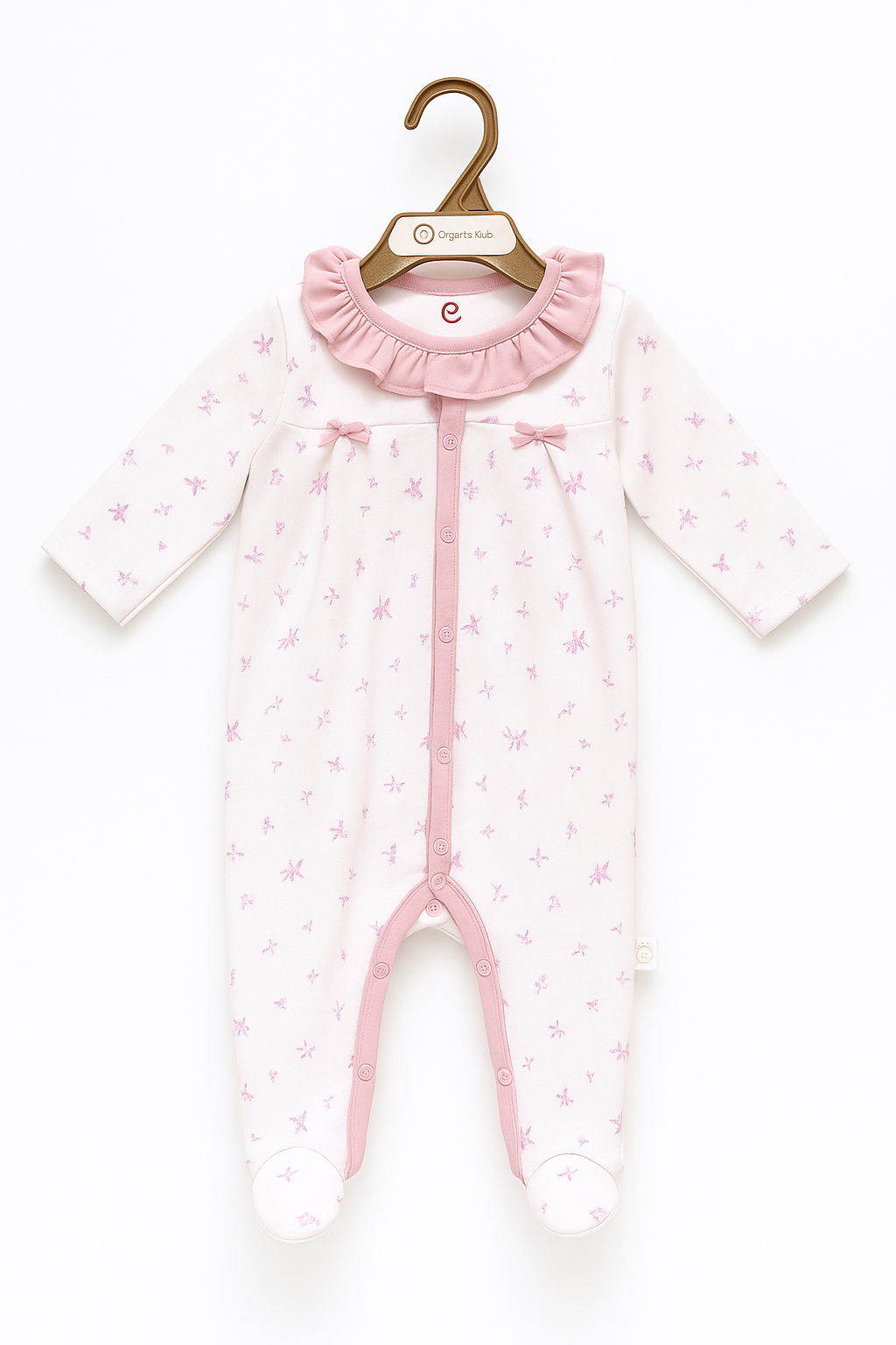 Meadow Dream Ruffle‑Trim Footed Romper