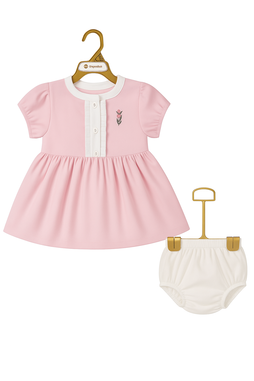 Sprig & Ruffle Pintuck Top & Diaper‑Cover Set