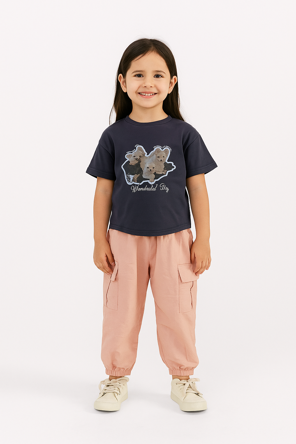 Wanderlust Pups Tee & Blush Cargo Jogger Set