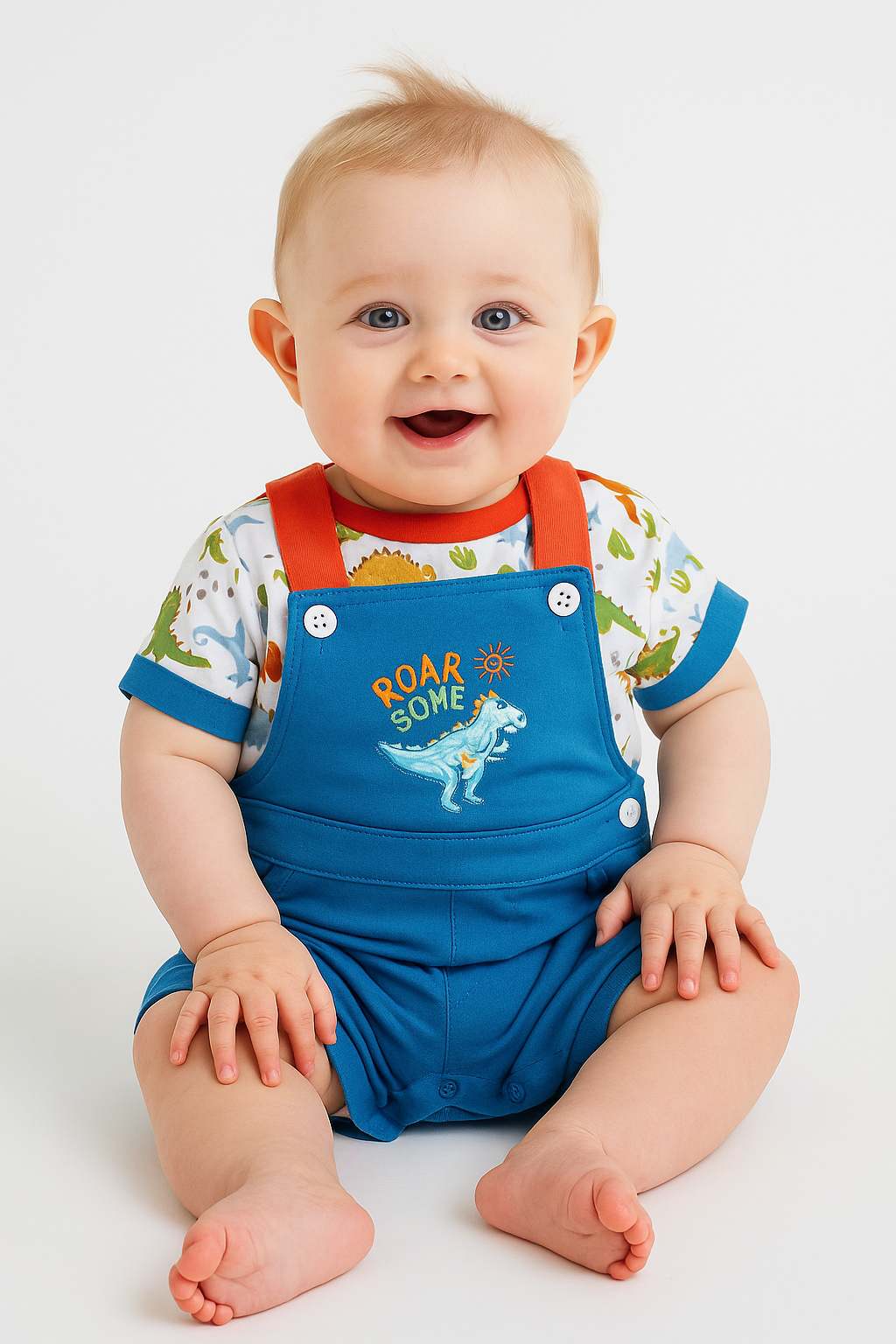 Roarsome Dino Organic Dungaree Set For Boys