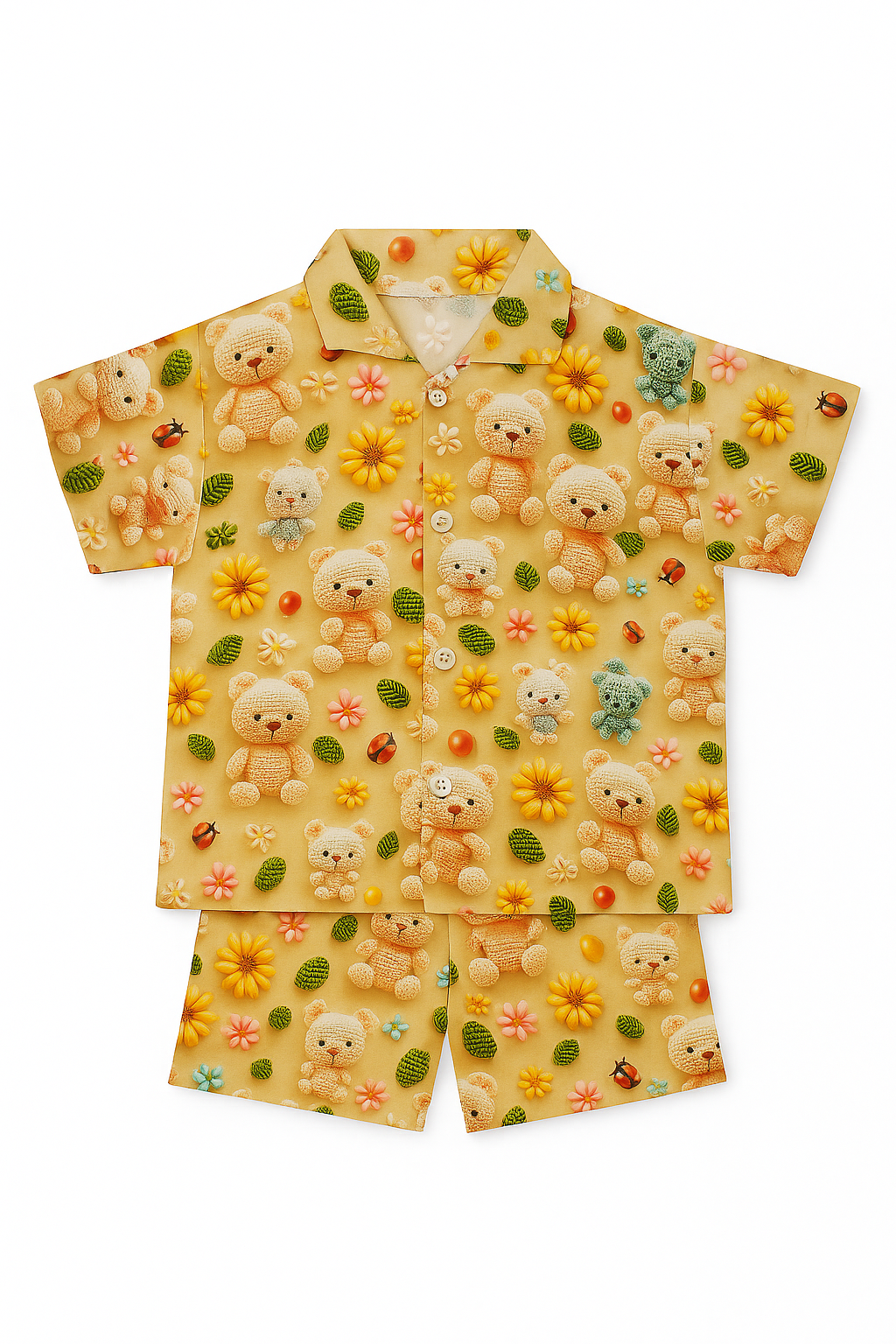 Cartoon Print Cotton Tee and Shorts Combo