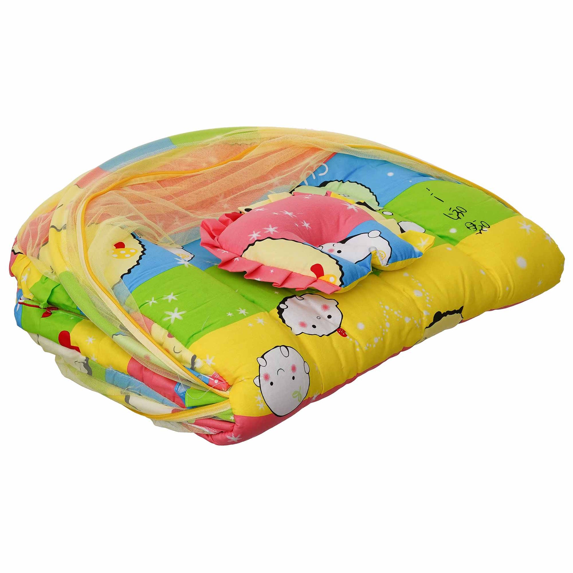 Yellow Bed for Baby with Net