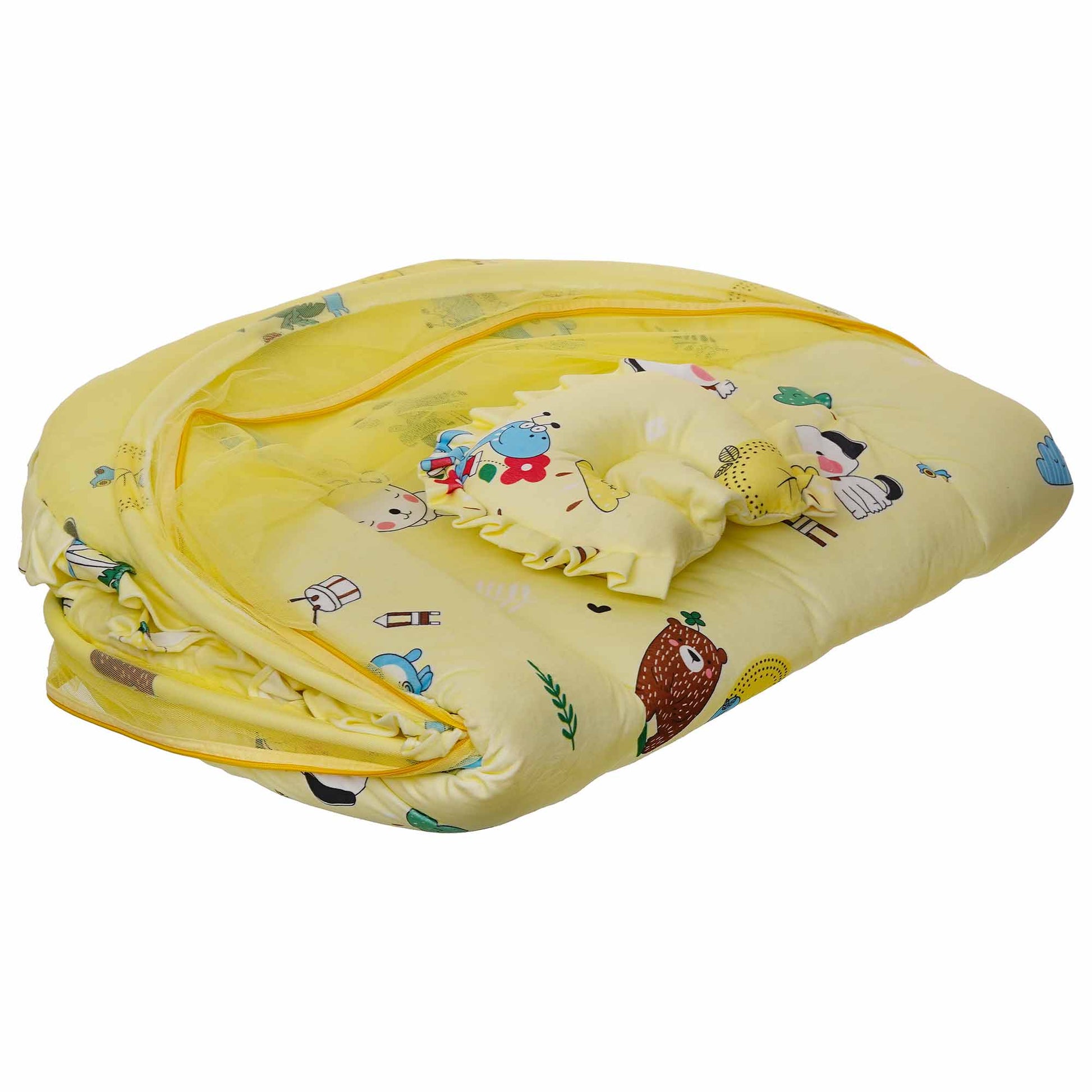 Full Yellow Bed Set for Baby with Net