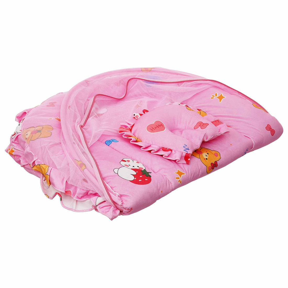 Full Pink Bed Set for Baby with Net