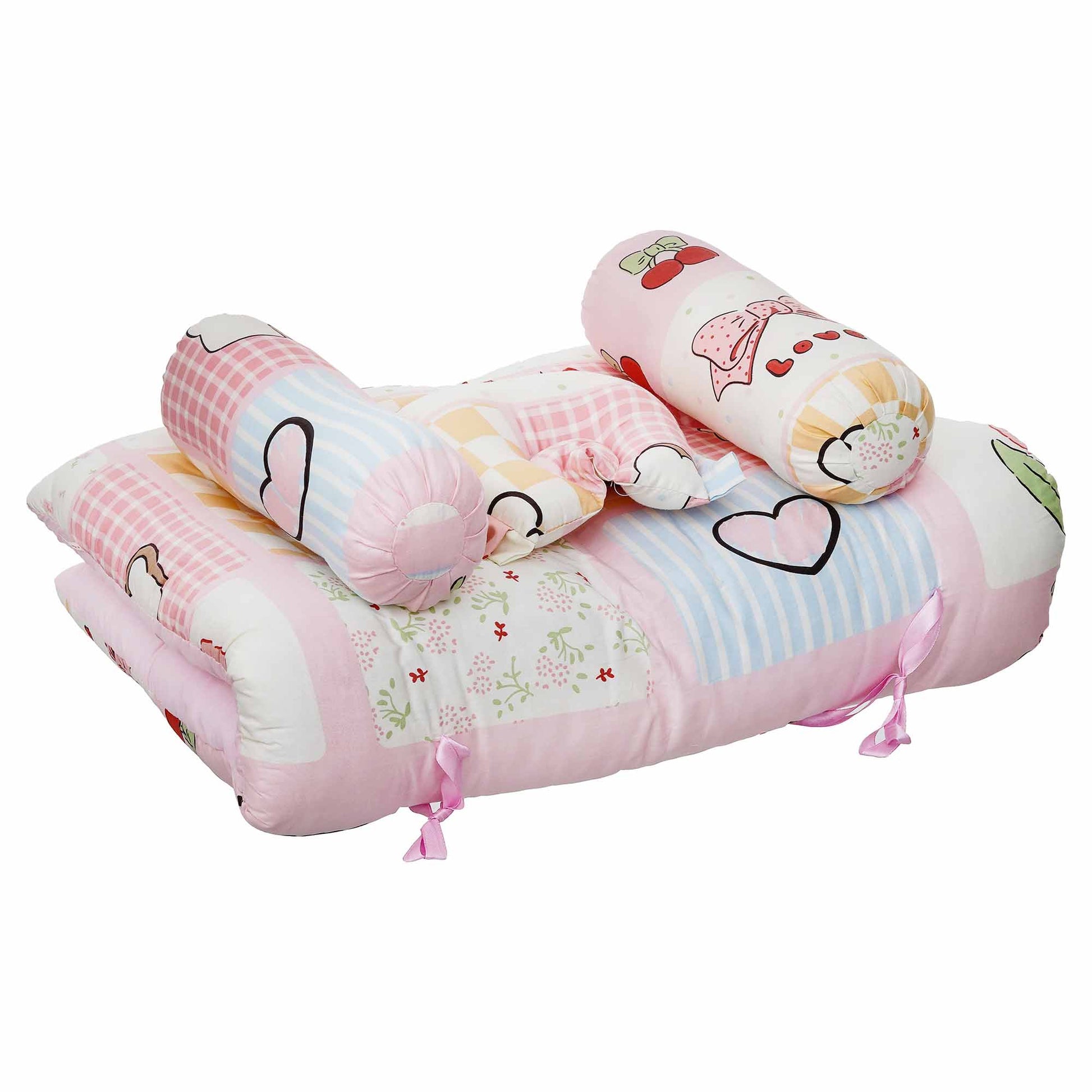 Pink Bed Set for Baby with Neck Rest and Pillow