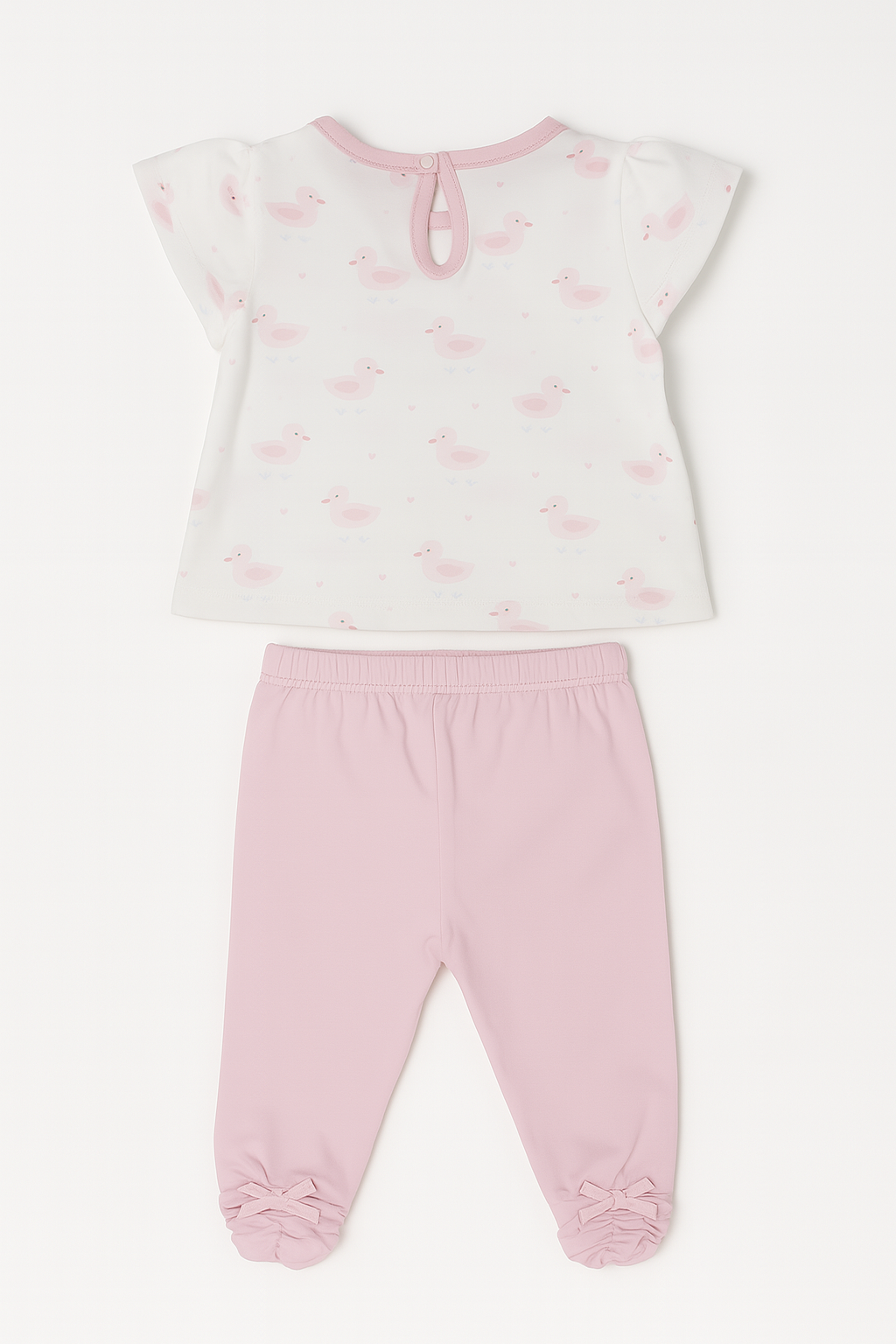 Kozeecub Pink Duckling Flutter-Sleeve Tee & Bow Pajama Set