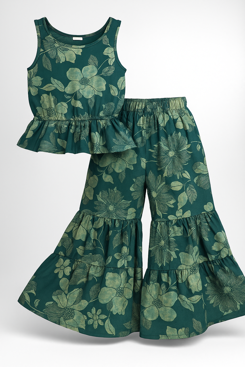 Emerald Garden Peplum & Ruffle-Pant Set